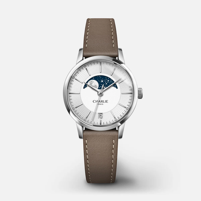 MONTRE CHARLIE PARIS : SULLY QUARTZ PHASE DE LUNE ACIER