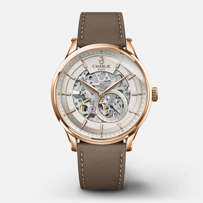 CHARLIE PARIS : INITIAL - AUTOMATIQUE SQUELETTE - DORÉ ROSE