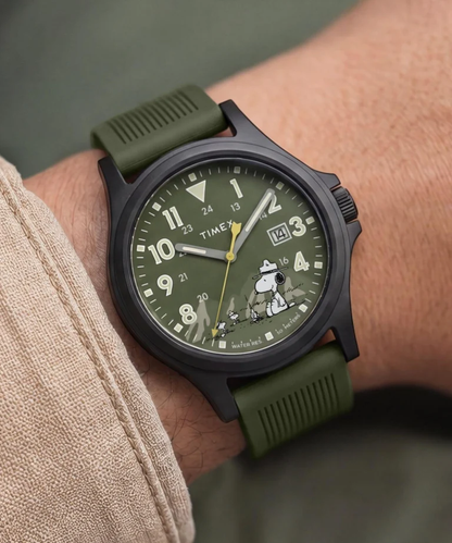 Timex : Peanuts x Timex Expedition Acadia vert 40 mm, vue de présentation
