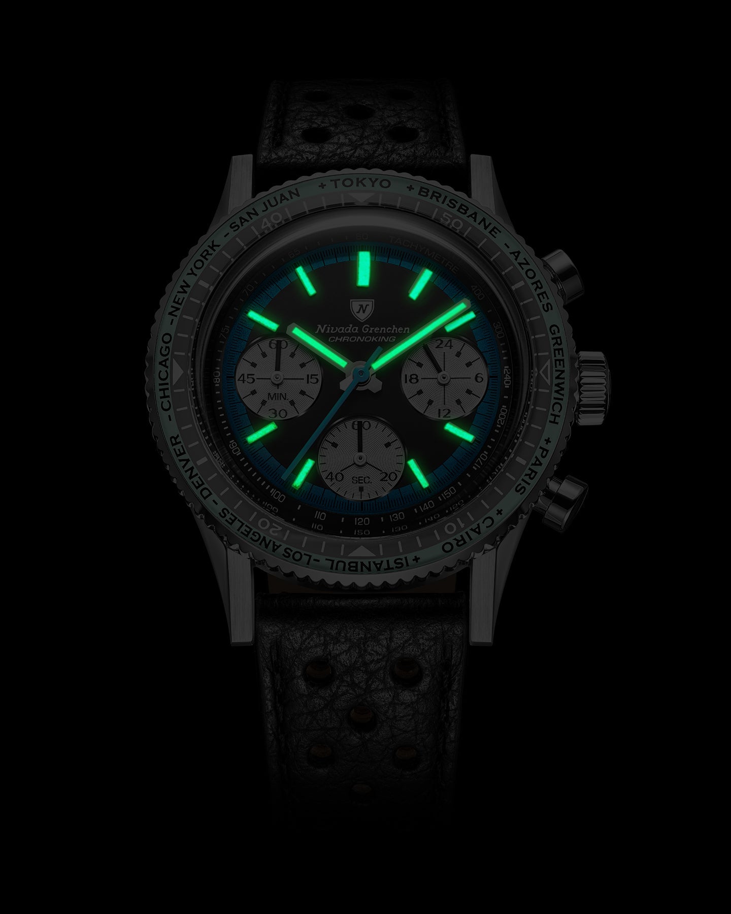 Montre Nivada Grenchen : Chronoking Summer Edition Mecaquartz Bleu
