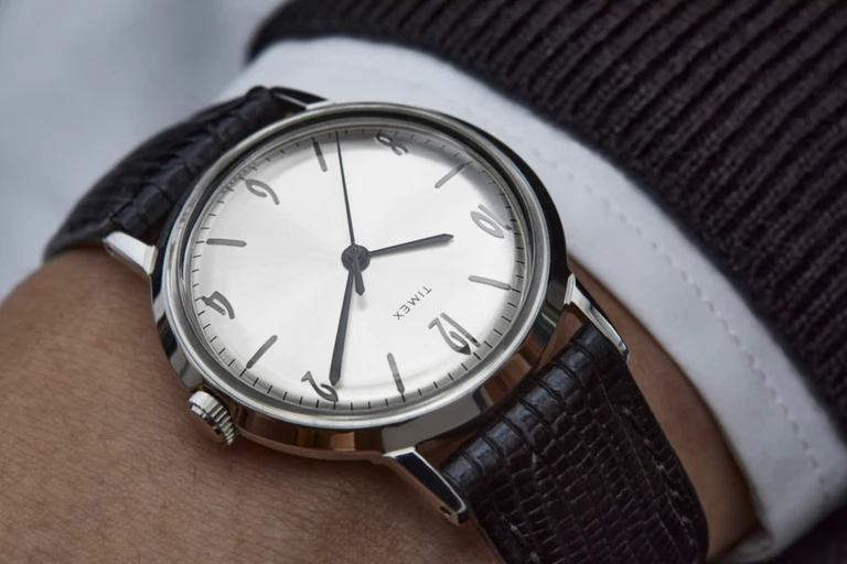 Timex : Marlin 1965 Reissue à remontage manuel argenté 34 mm, vue de présentation