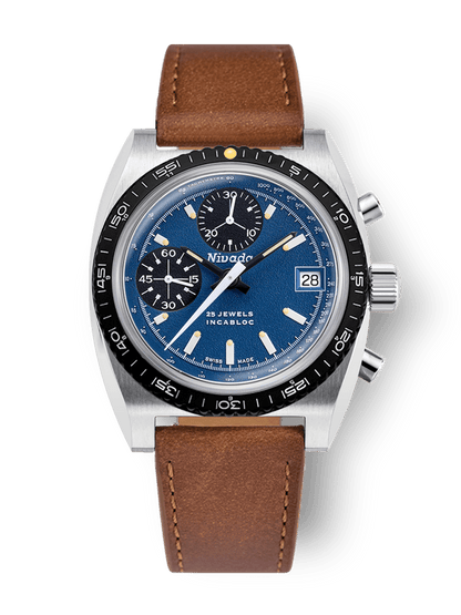 Montre Nivada Grenchen : Autochron Automatique Bleue