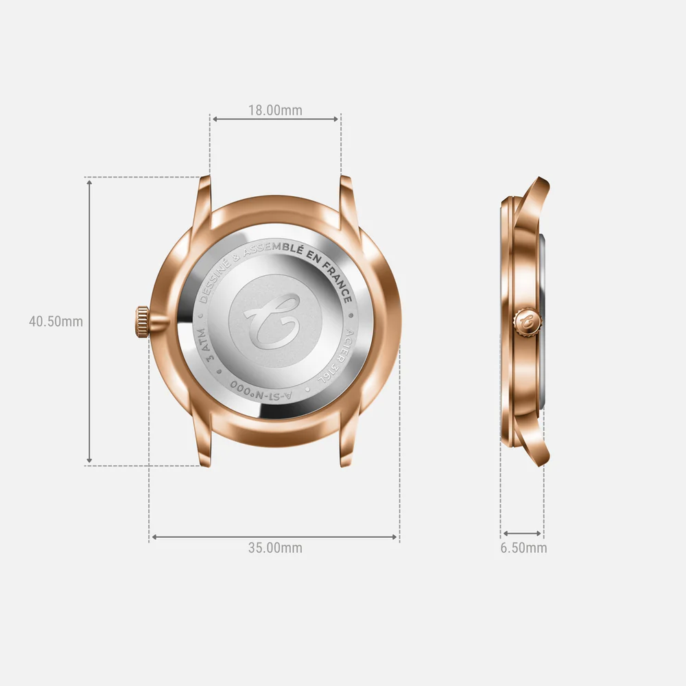 MONTRE CHARLIE PARIS : SULLY 35 QUARTZ OR ROSE