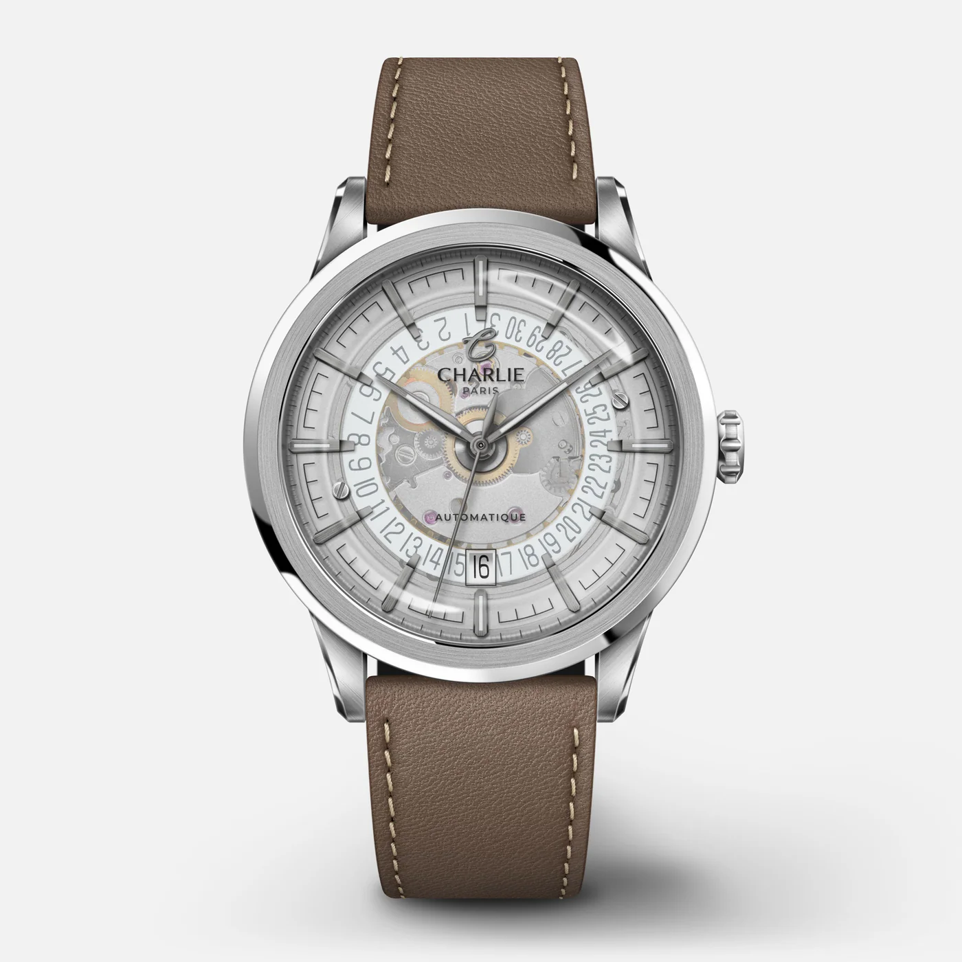 MONTRE CHARLIE PARIS : ALLIANCE AUTOMATIQUE SAPHIR BLANC
