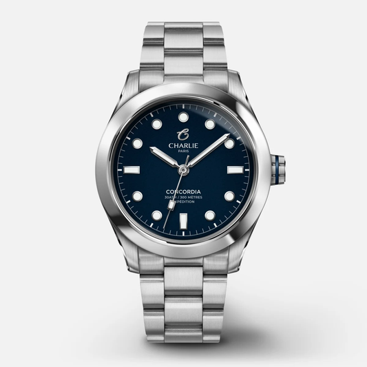 Montre Charlie Paris : Concordia Quartz Bleu Antarctique 300 m