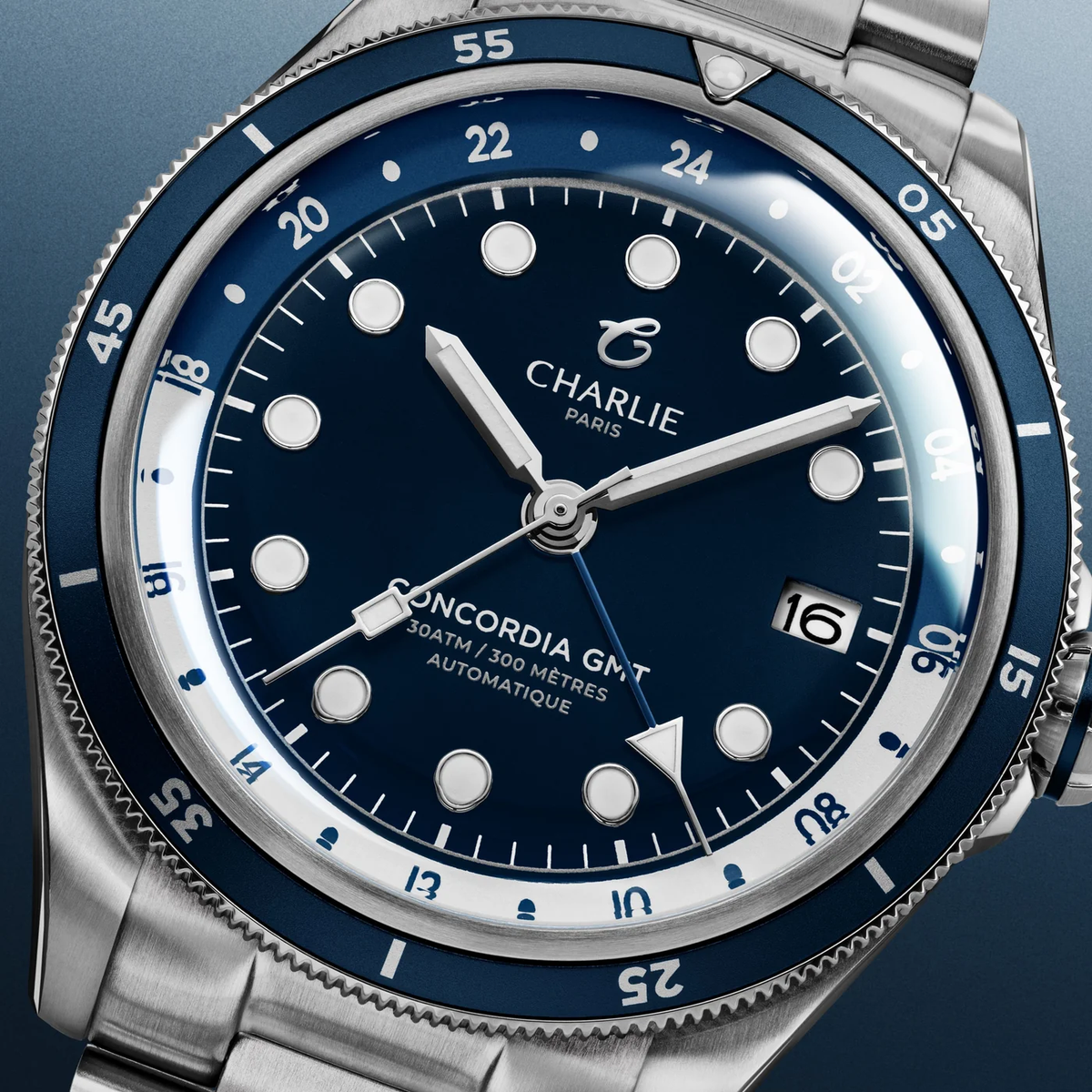 Montre Charlie Paris : Concordia GMT Automatique Bleu Antarctique