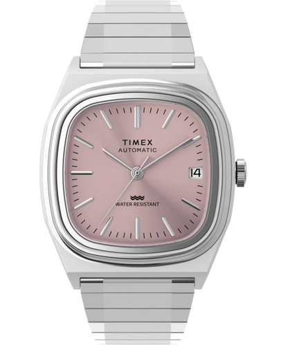 Timex : 1983 E Line automatique rose 34 mm, vue de face