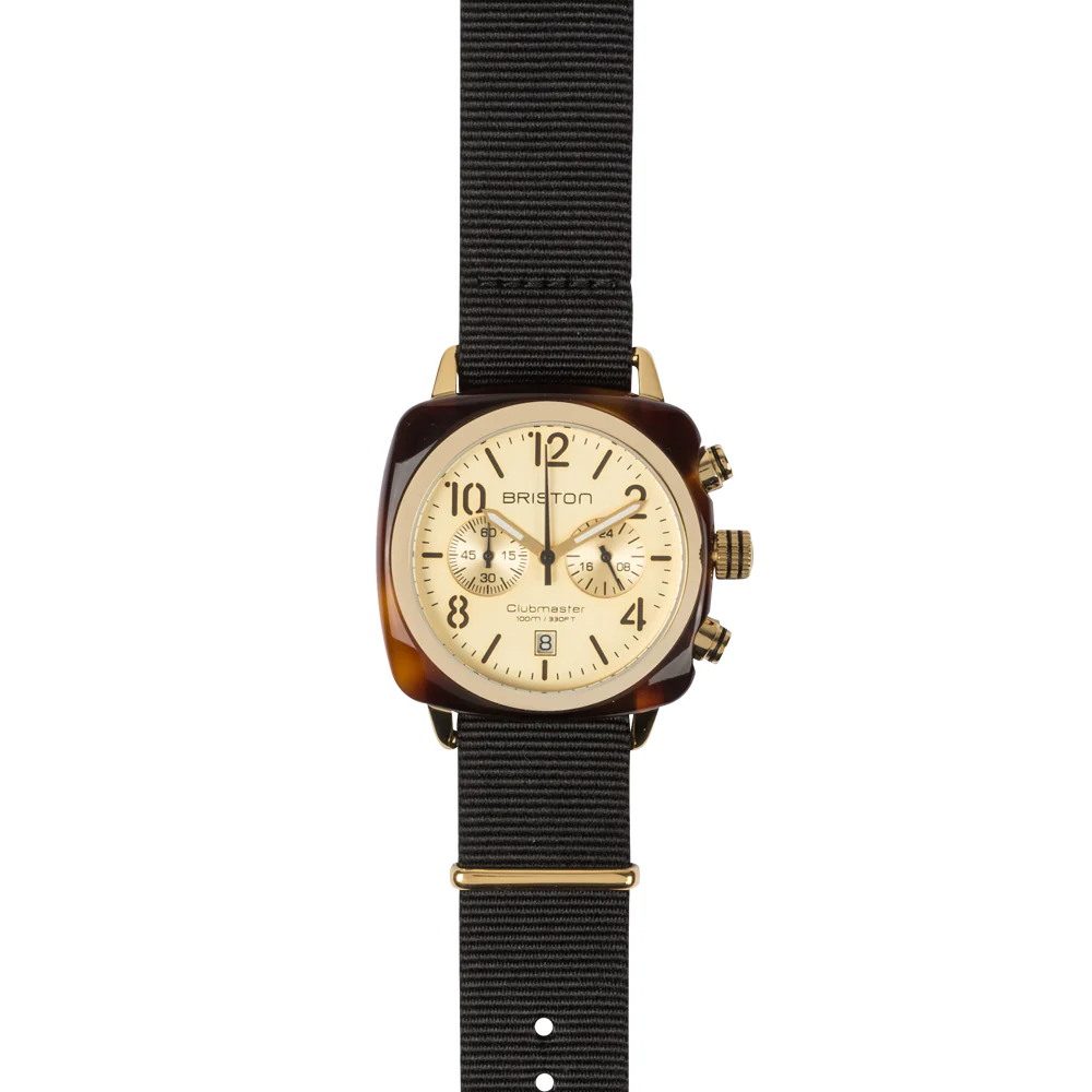 MONTRE BRISTON : CLUBMASTER CLASSIC CHRONOGRAPHE CHAMPAGNE 14140.PYA.T.7.NB