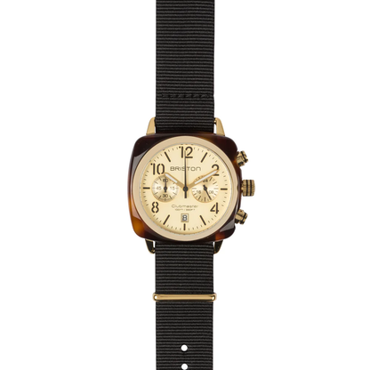 MONTRE BRISTON : CLUBMASTER CLASSIC CHRONOGRAPHE CHAMPAGNE 14140.PYA.T.7.NB