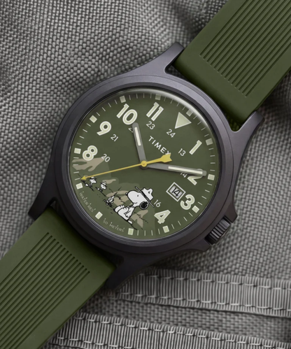Timex : Peanuts x Timex Expedition Acadia vert 40 mm, vue de présentation