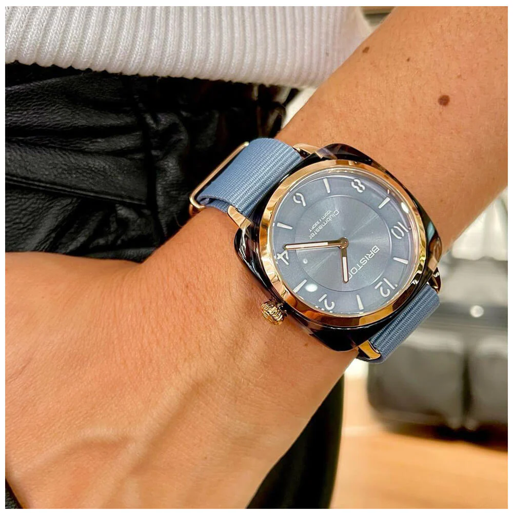MONTRE BRISTON : CLUBMASTER CHIC BLEU GLACIER & OR 21536.PRA.UB.25.NIB