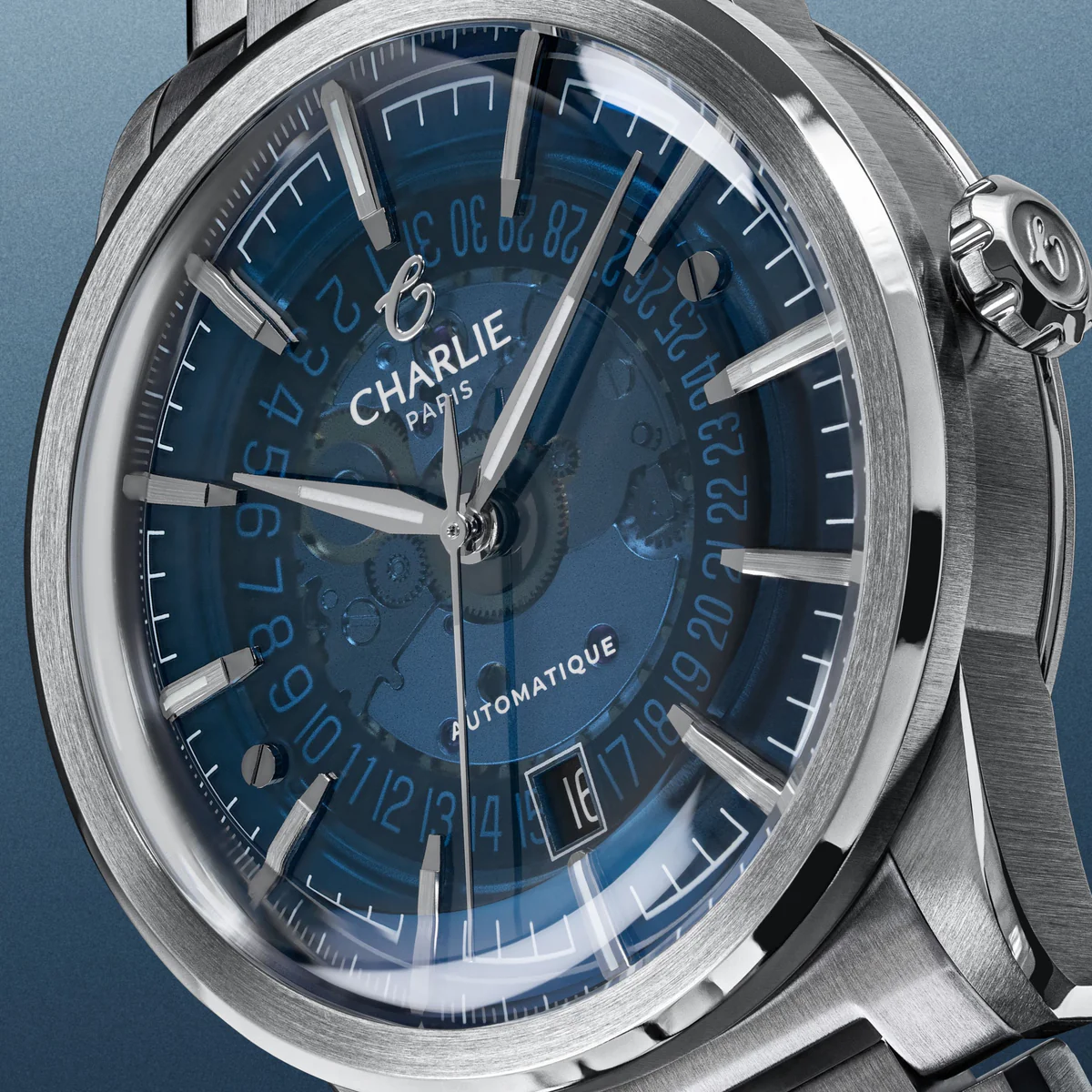 MONTRE CHARLIE PARIS : ALLIANCE AUTOMATIQUE SAPHIR BLEU