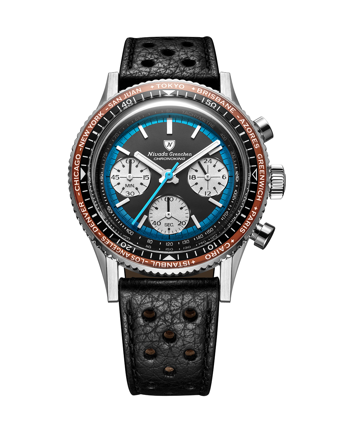 Montre Nivada Grenchen : Chronoking Summer Edition Mecaquartz Bleu