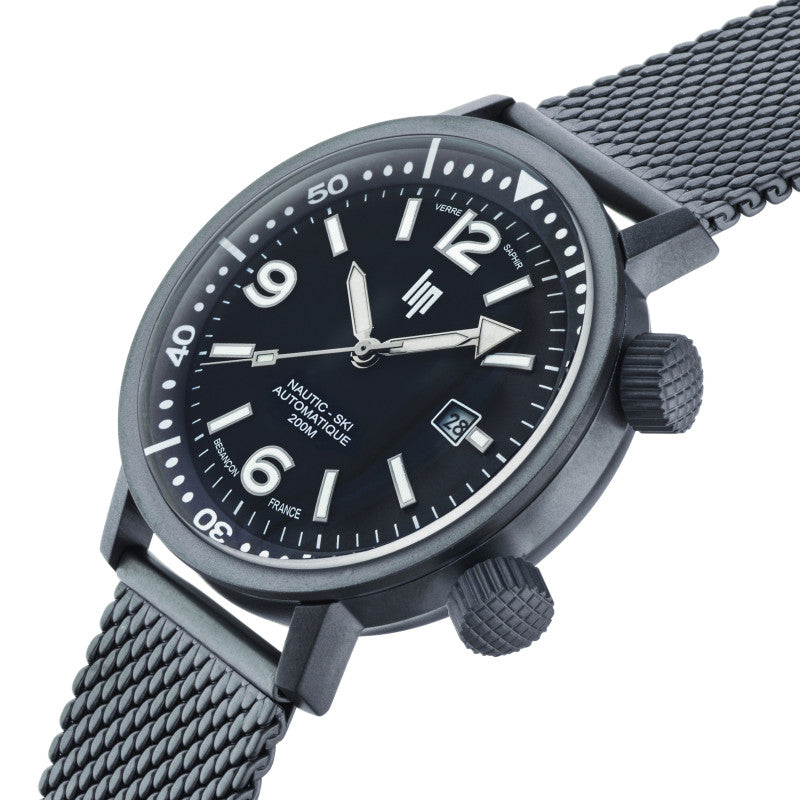 MONTRE LIP : GRANDE NAUTIC-SKI AUTOMATIQUE GUN METAL 671859
