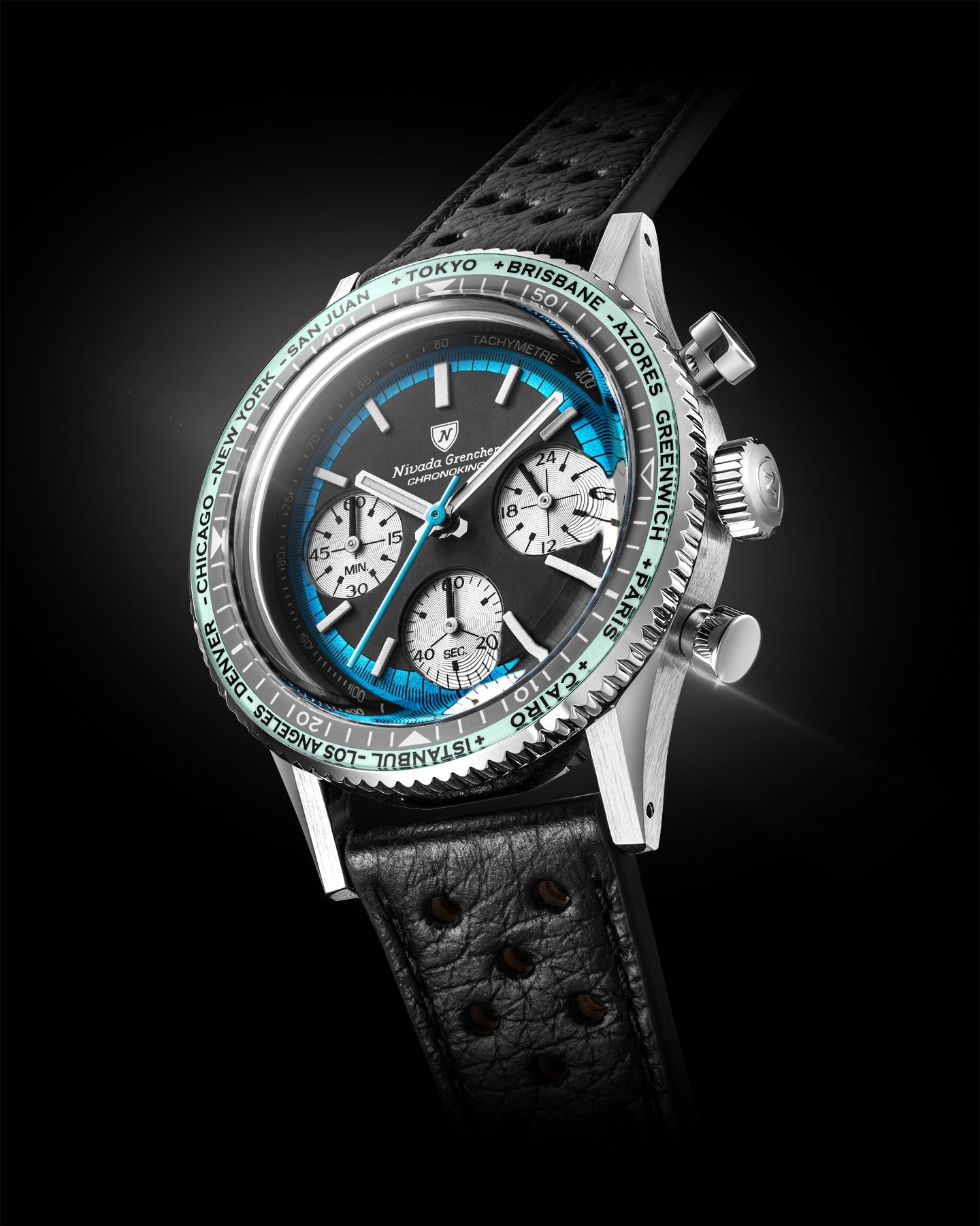 Montre Nivada Grenchen : Chronoking Summer Edition Mecaquartz Bleu