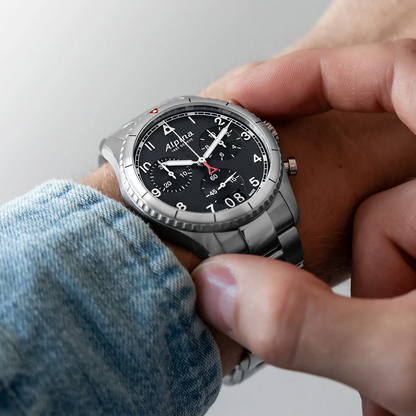 ALPINA WATCH: STARTIMER PILOT QUARTZ CHRONOGRAPH BIG DATE - BLACK