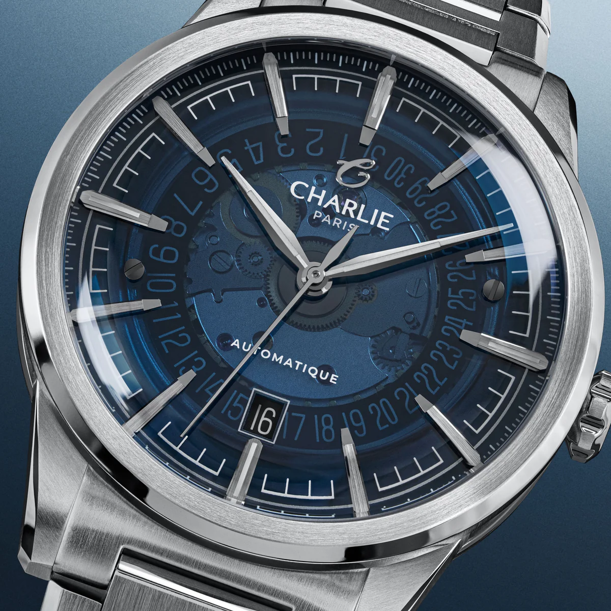 MONTRE CHARLIE PARIS : ALLIANCE AUTOMATIQUE SAPHIR BLEU