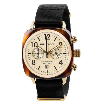 MONTRE BRISTON : CLUBMASTER CLASSIC CHRONOGRAPHE CHAMPAGNE 14140.PYA.T.7.NB