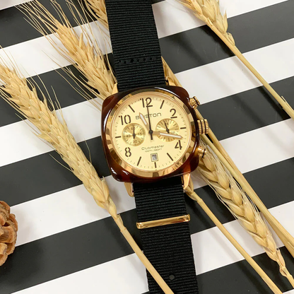 MONTRE BRISTON : CLUBMASTER CLASSIC CHRONOGRAPHE CHAMPAGNE 14140.PYA.T.7.NB