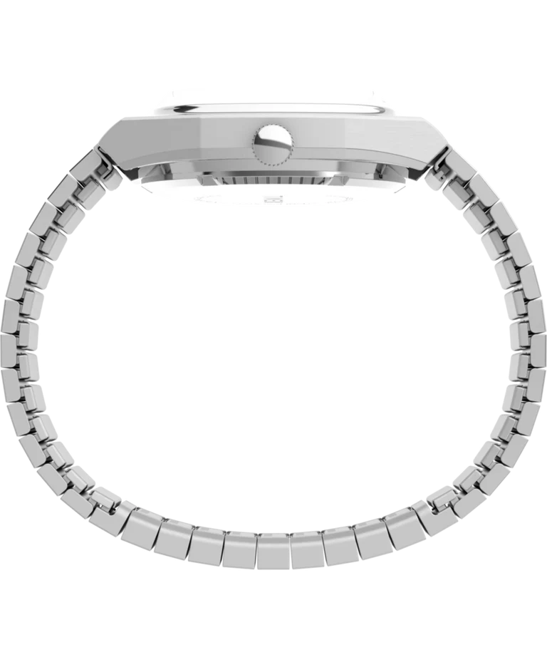 Timex : 1983 E Line automatique Reissue argenté 34 mm, vue de présentation