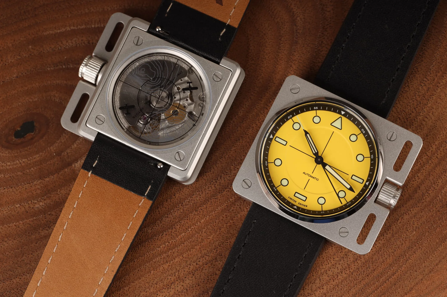 Montre AndoAndoAndo : Vinyl Record Pilot Jaune x Minimal Wear