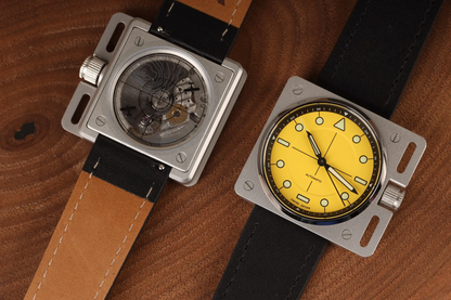 Montre AndoAndoAndo : Vinyl Record Pilot Jaune x Minimal Wear