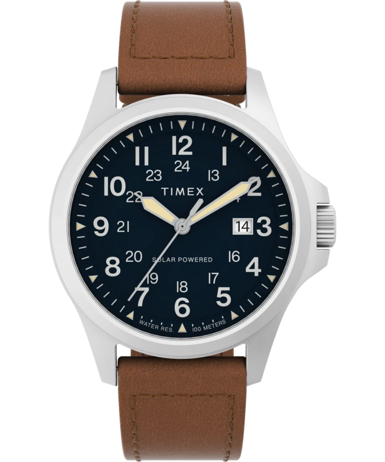 Timex : Expedition Field Post Solar bleu 41 mm, vue de face