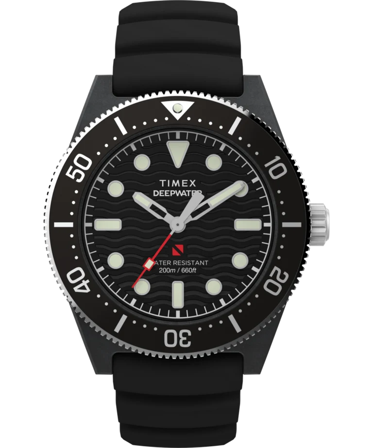 Timex : Deepwater Reef 200 XCF noir 43 mm, vue de face