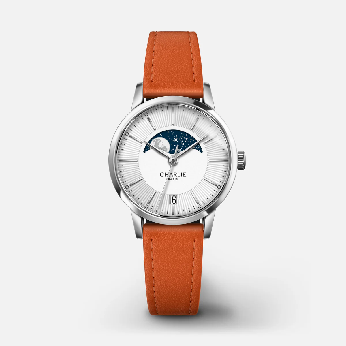 MONTRE CHARLIE PARIS : SULLY QUARTZ PHASE DE LUNE ACIER