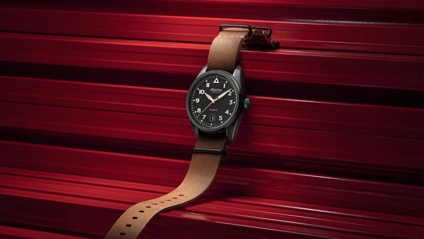 MONTRE ALPINA : STARTIMER PILOT AUTOMATIQUE PVD NOIR AL-525BW4SB36