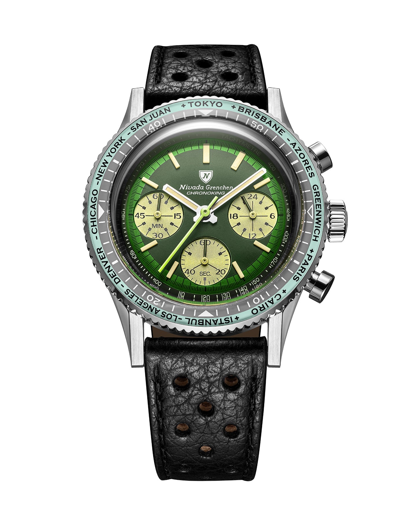 Nivada Grenchen Watch: Chronoking Summer Edition Mecaquartz Green