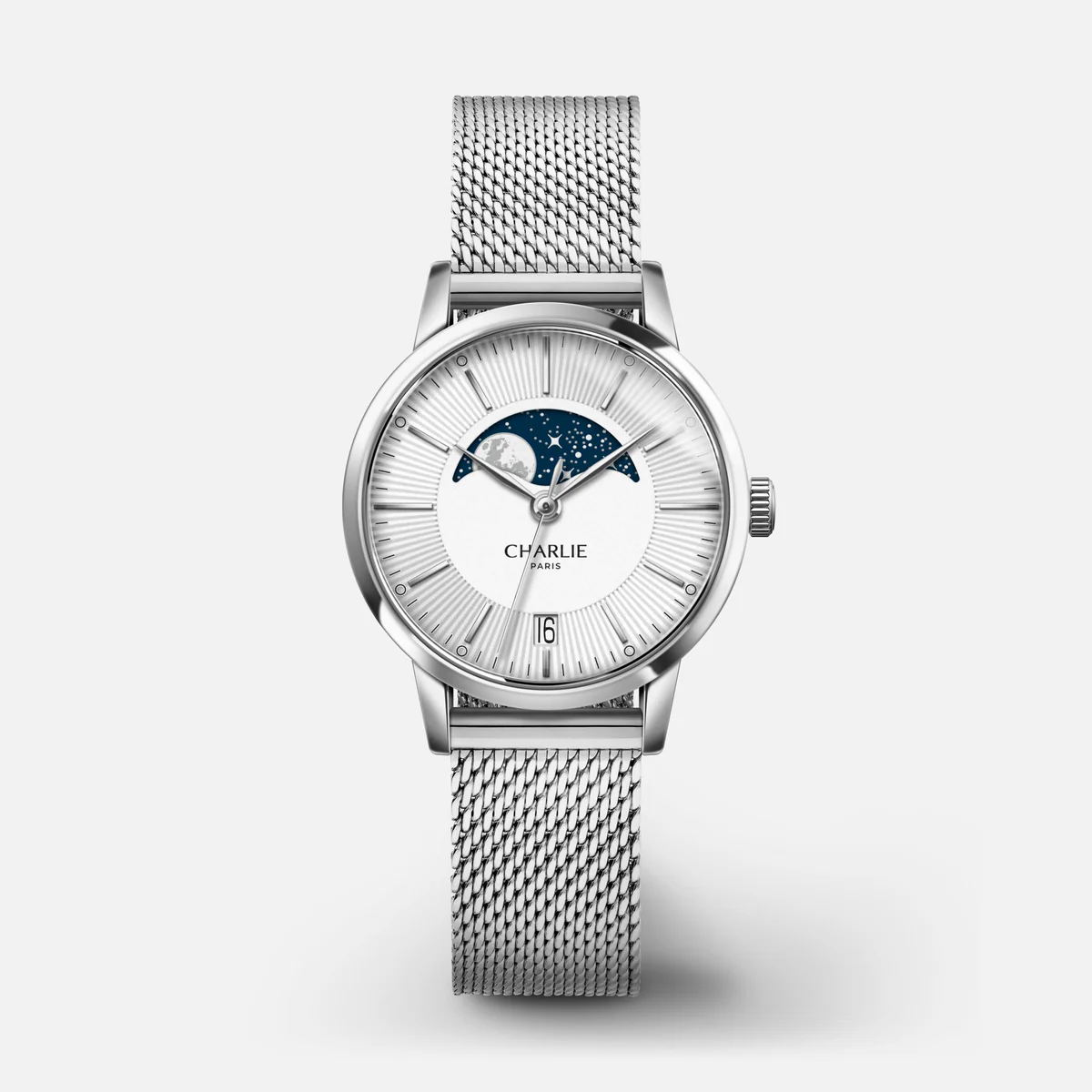 MONTRE CHARLIE PARIS : SULLY QUARTZ PHASE DE LUNE ACIER