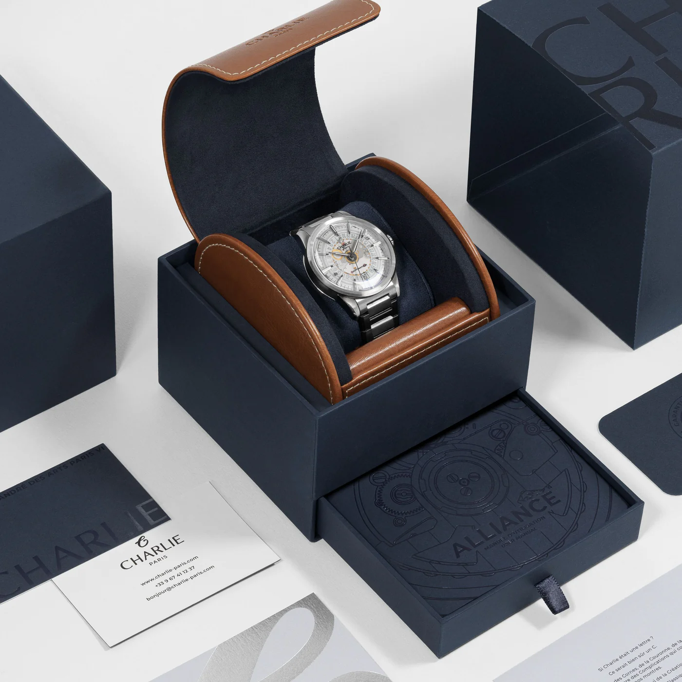 MONTRE CHARLIE PARIS : ALLIANCE AUTOMATIQUE SAPHIR BLANC