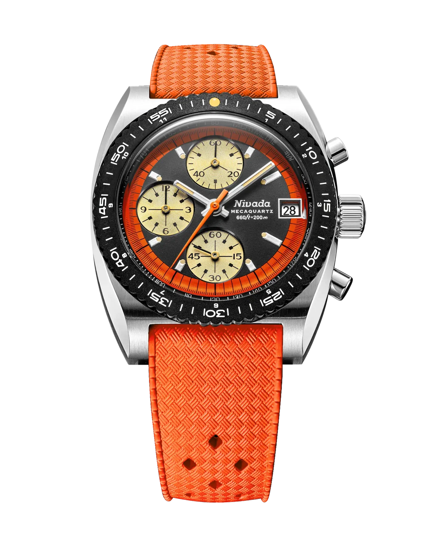 Montre Nivada Grenchen : Autochron Mecaquartz Orange