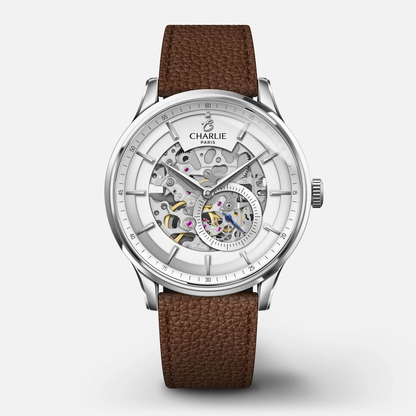 CHARLIE PARIS : INITIAL - AUTOMATIQUE SQUELETTE - BLANC
