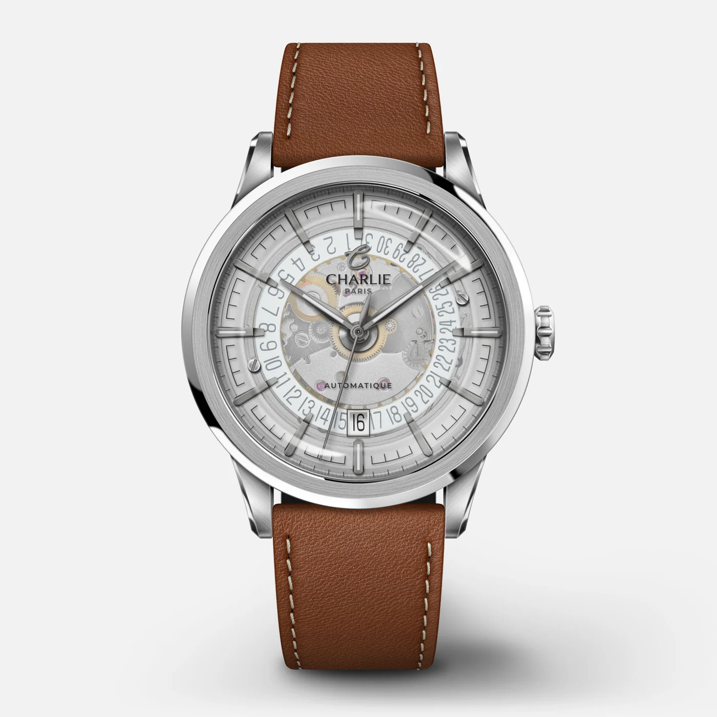 MONTRE CHARLIE PARIS : ALLIANCE AUTOMATIQUE SAPHIR BLANC