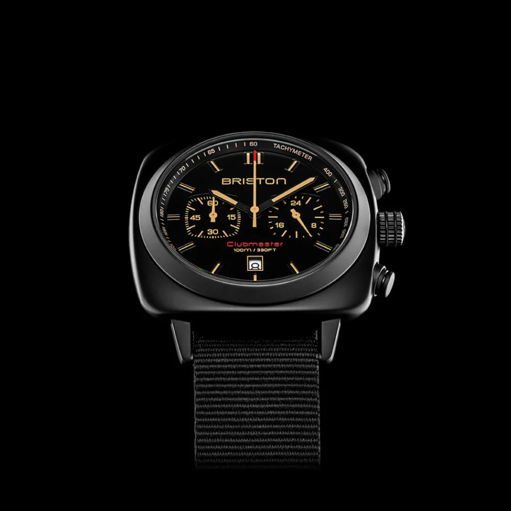 MONTRE BRISTON : CLUBMASTER SPORT CHRONOGRAPHE NOIR MAT 18142.PBAM.BS.4.NB