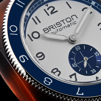 MONTRE BRISTON : CLUBMASTER LEGEND PETITE SECONDE BLANC & BLEU 241639.SA.T.2NV.CH