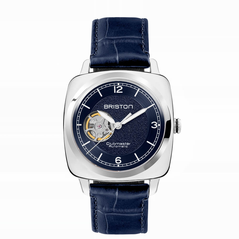 MONTRE BRISTON : CLUBMASTER LEGEND CLASSIC COEUR OUVERT ACIER & BLEU 25739.PS.L.15.LANV