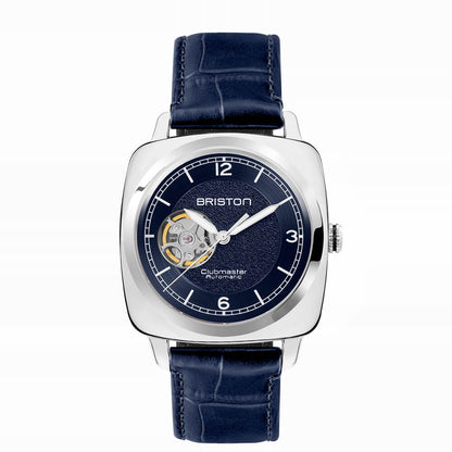 MONTRE BRISTON : CLUBMASTER LEGEND CLASSIC COEUR OUVERT ACIER & BLEU 25739.PS.L.15.LANV