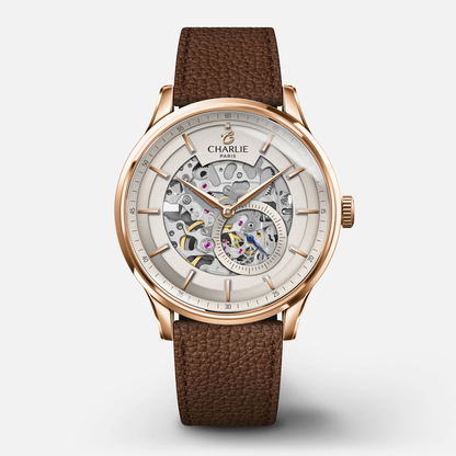 CHARLIE PARIS : INITIAL - AUTOMATIQUE SQUELETTE - DORÉ ROSE