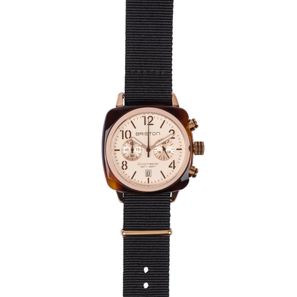 MONTRE BRISTON : CLUBMASTER CLASSIC CHRONOGRAPHE OR & OR ROSE 14140.PRA.T.6.NB