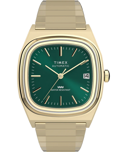 Timex : 1983 E Line automatique vert 34 mm, vue de face