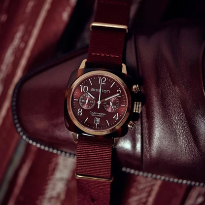 MONTRE BRISTON : CLUBMASTER CLASSIC CHRONOGRAPHE ROUGE & OR ROSE 15140.PRA.T.8.NBDX