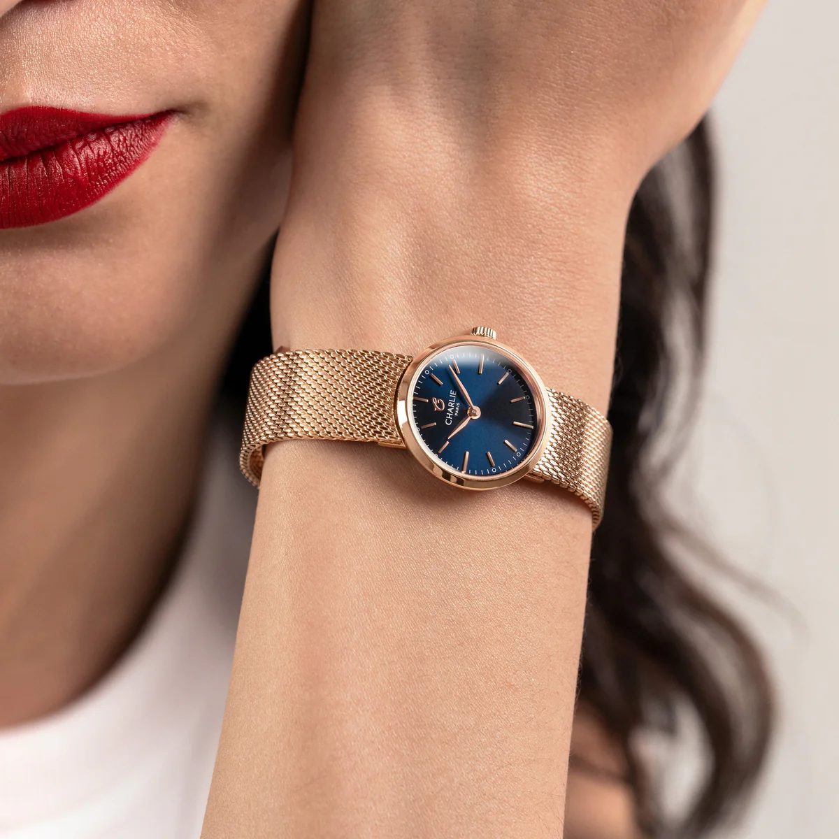 MONTRE CHARLIE PARIS : SULLY MINI OR ROSE & BLEU