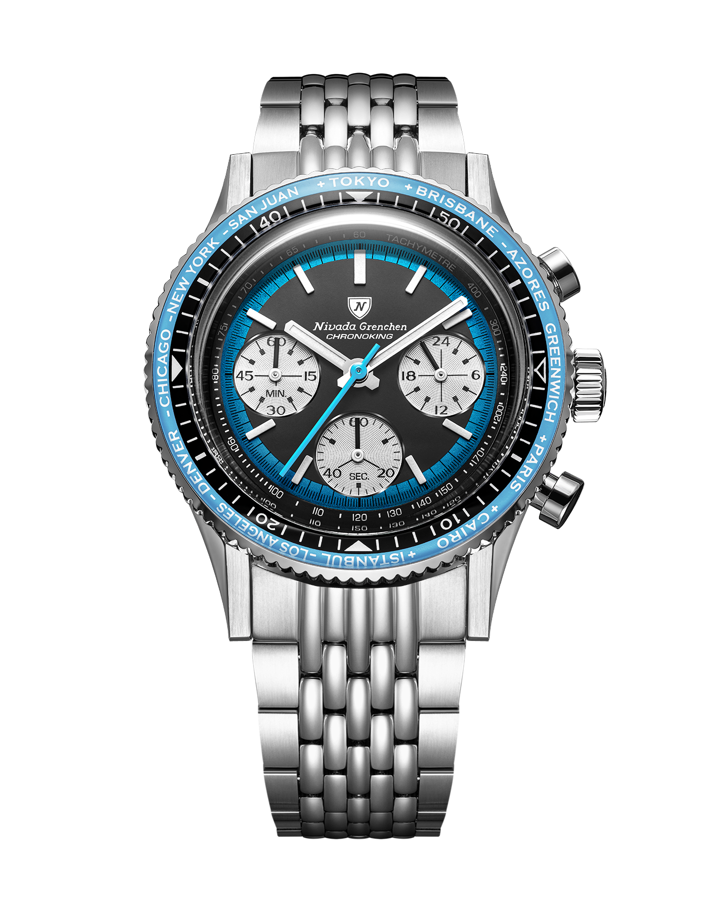 Montre Nivada Grenchen : Chronoking Summer Edition Mecaquartz Bleu