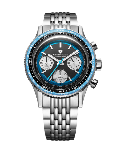 Montre Nivada Grenchen : Chronoking Summer Edition Mecaquartz Bleu