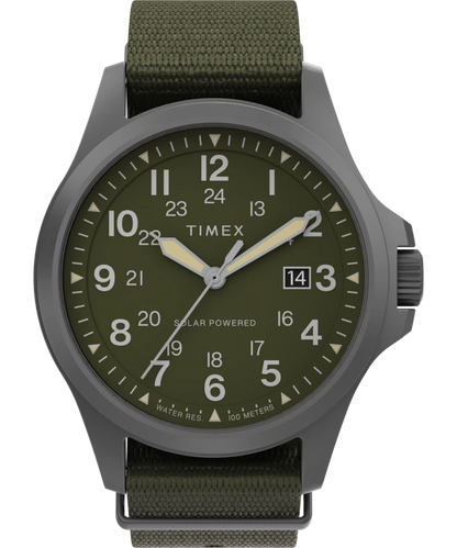 Timex : Expedition Field Post Solar vert 41 mm, vue de face