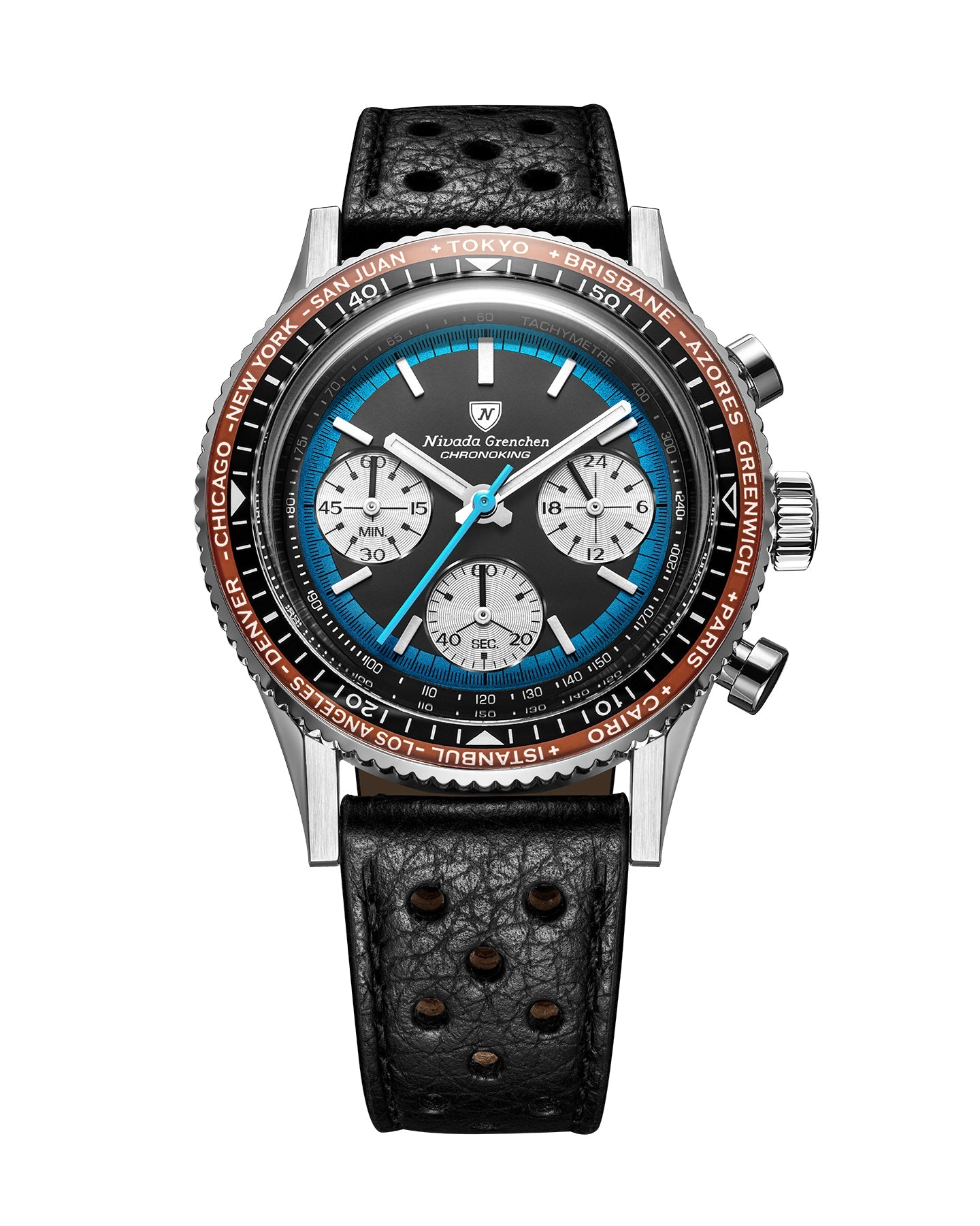 Montre Nivada Grenchen : Chronoking Summer Edition Mecaquartz Bleu