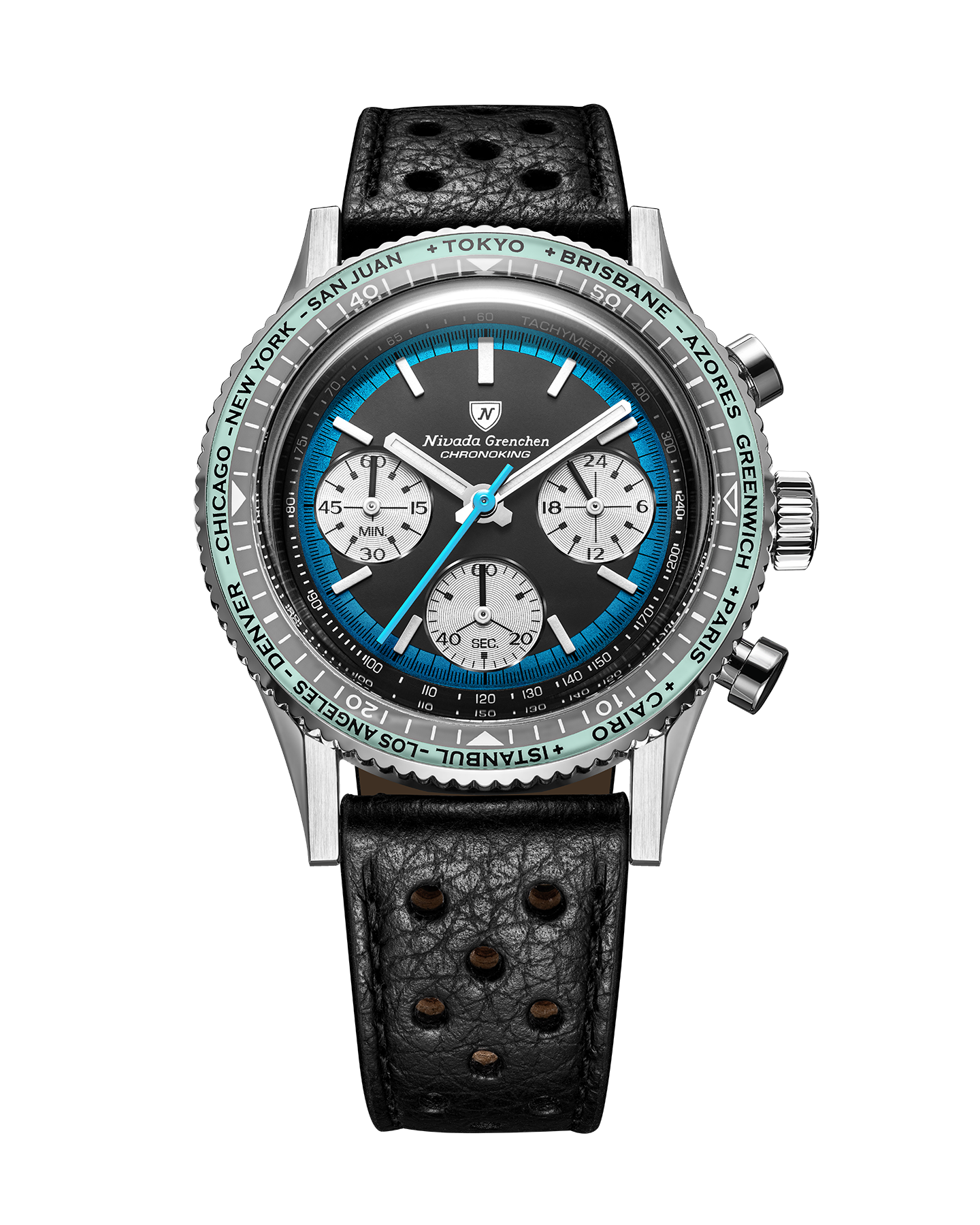 Montre Nivada Grenchen : Chronoking Summer Edition Mecaquartz Bleu